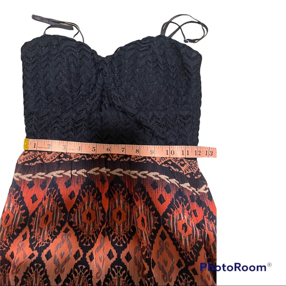 Trixxi Maxi Sun Dress Sleeveless w Navy Crocket Open back  100%Polyester Small - Picture 10 of 12